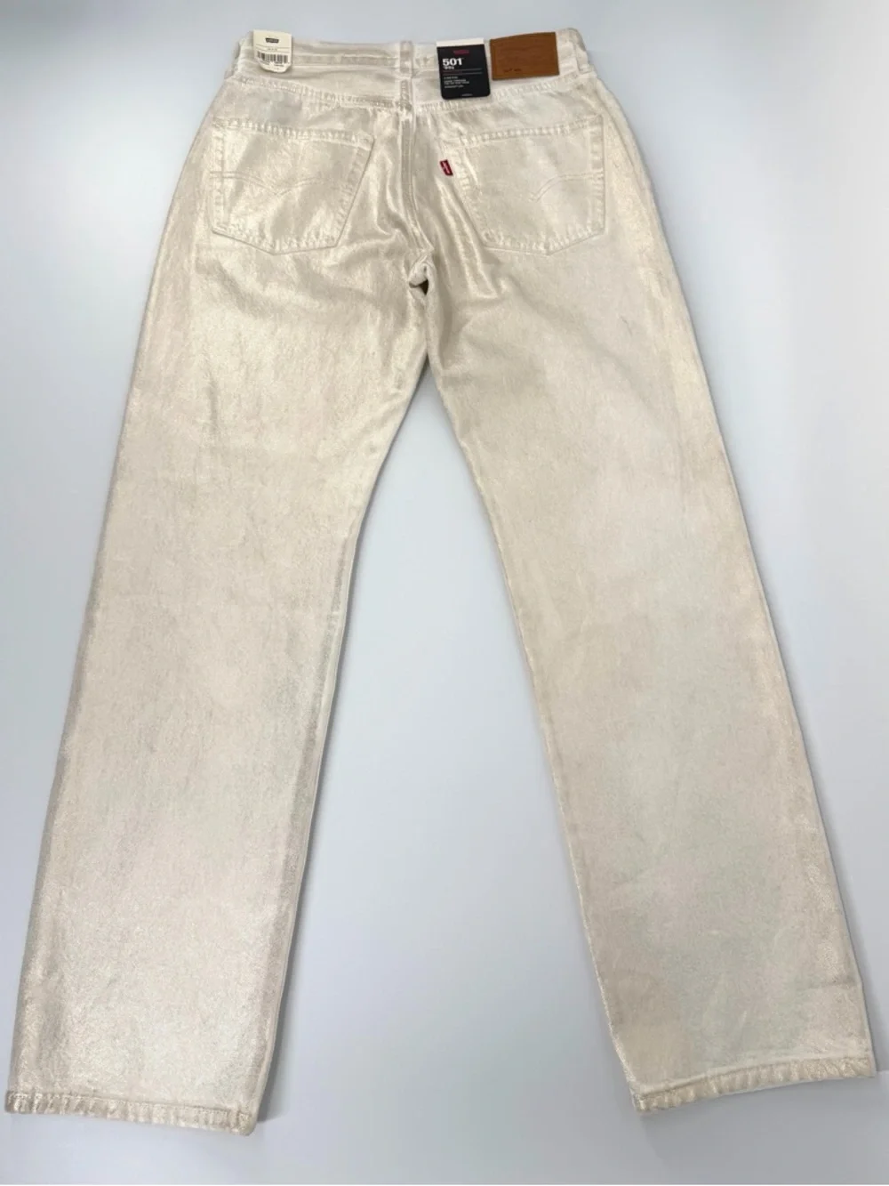 Levi's 501 90s Straight Leg Jeans in Metallic Off-White - Picture 3 of 15